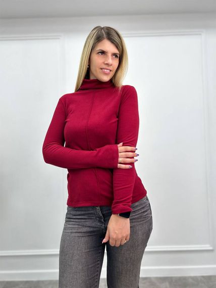 Женская теплая водолазка из термолайкры GF04845 цвет бордовый, размер 42/44 | Зображення 1