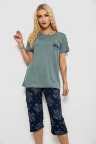 Пижама женская с принтом, цвет оливковый, 243R10302
