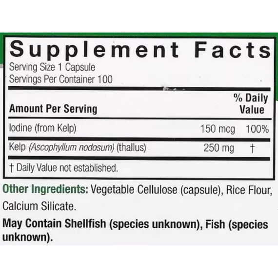 Микроэлемент Йод Nature's Answer Kelp Thallus 100 Veg Caps | Зображення 1