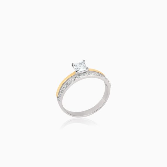Серебряное кольцо с золотой пластиной и дорожкой фианитов Artsriblo арт48к 16.5