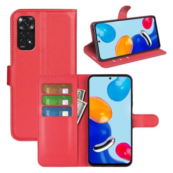 Чохол книжка з кишенями для карт на Xiaomi Redmi Note 11 4G / 11s / Note 12s колір Червоний
