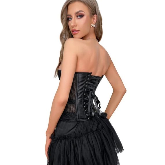 Корсет із сітки Star Night Grid Corset з гачками та шнурівкою, чорний, L (без коробки) | Зображення 1