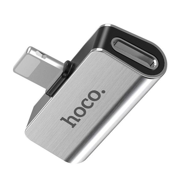 Перехідник Hoco LS24 Lightning to lightning audio/lightning Сталевий