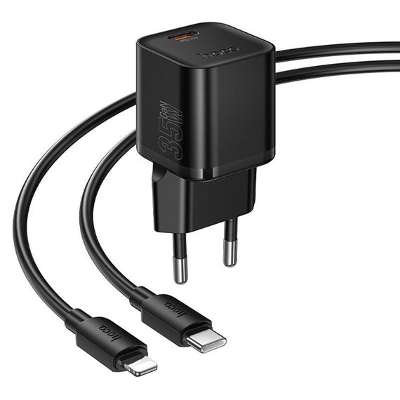 СЗУ Hoco N66 Ingenious PD35W (1USB-C) + кабель Type-C to Lightning Black | Зображення 3