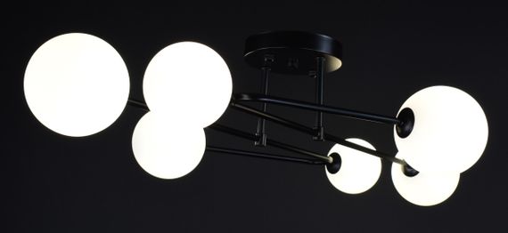 Люстра стельова на 6 лампочок 27900 Чорний 25х80х80 см. | Зображення 2