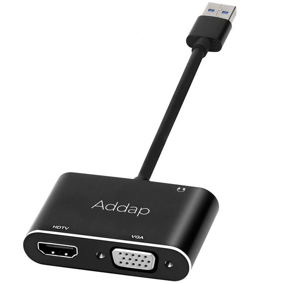 Многофункциональный USB хаб для ноутбука Addap MH-12 для передачи видео, переходник с USB 3.0 на 2 порта HDMI+VGA | Зображення 2
