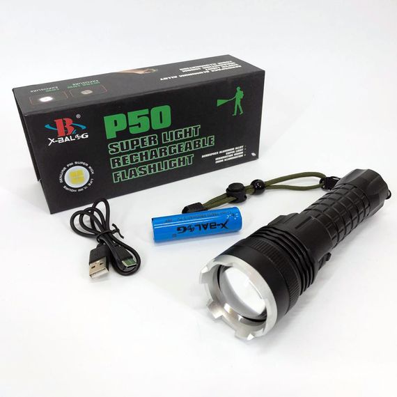 Мощный аккумуляторный лед фонарик X-Balog BL-A72-P50, Карманный фонарь с usb зарядкой, Супер JS-132 яркий фонарик | Зображення 7