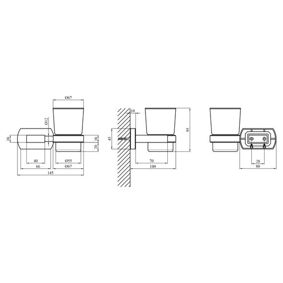 Склянка з тримачем для ванної кімнати Kroner KRP Graz - C95602 (CV024731) | Зображення 2