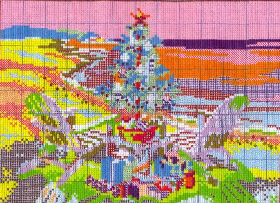 Набор для вышивания крестиком по нанесённой на канву схеме "Christmas tree " .   AIDA 14CT printed, 30*21 см | Зображення 3