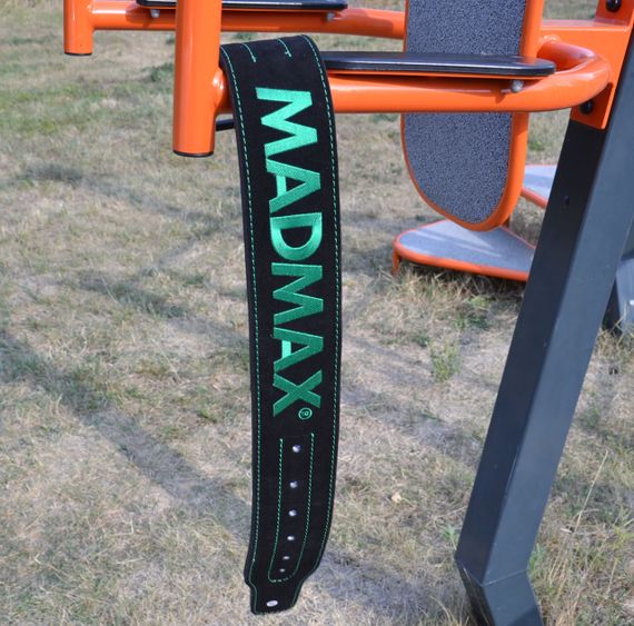 Пояс для важкої атлетики MadMax MFB-301 Suede Single Prong шкіряний Black/Green XXL | Зображення 7