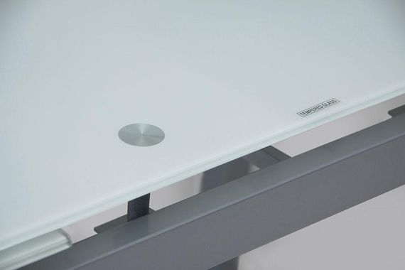 Стеклянный раскладной стол Венди XS-1025 белый на серых металлических ногах, 80-130х65 см | Зображення 7