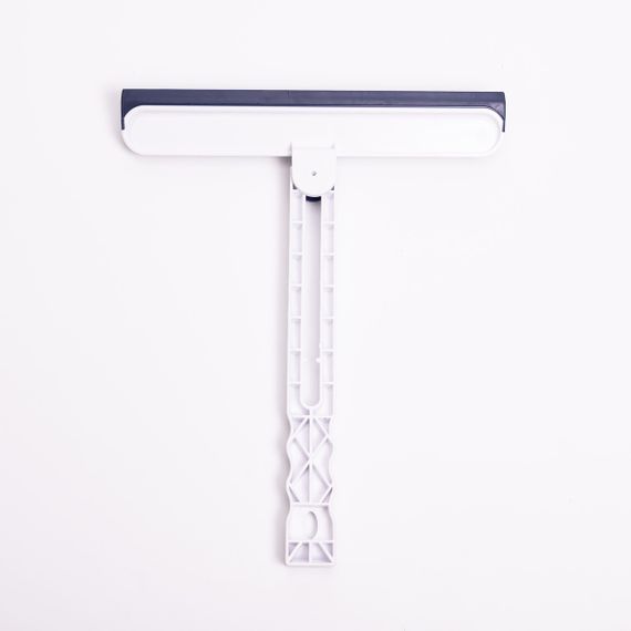 Скребок для миття скла складний з абразивною губкою та гумовим лезом для вікон дзеркал душу Блакитний HP-35015-27BL | Зображення 1