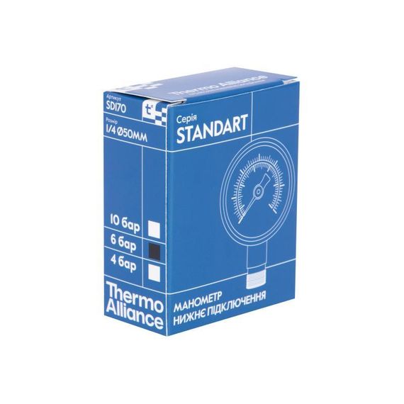 Манометр Thermo Alliance Standart 50 мм 1/4", нижнє під'єднання SD1706B | Зображення 6