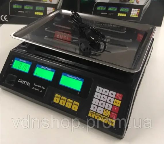 Ваги Crystal 50 kg електронні настільні ваги з калькулятором торговi | Зображення 1
