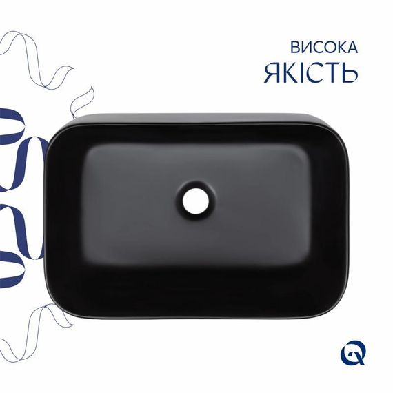 Комплект Qtap Scorpio: Раковина накладна прямокутна 550х390х120 мм Matt Black + Донний клапан PU03 | Зображення 3
