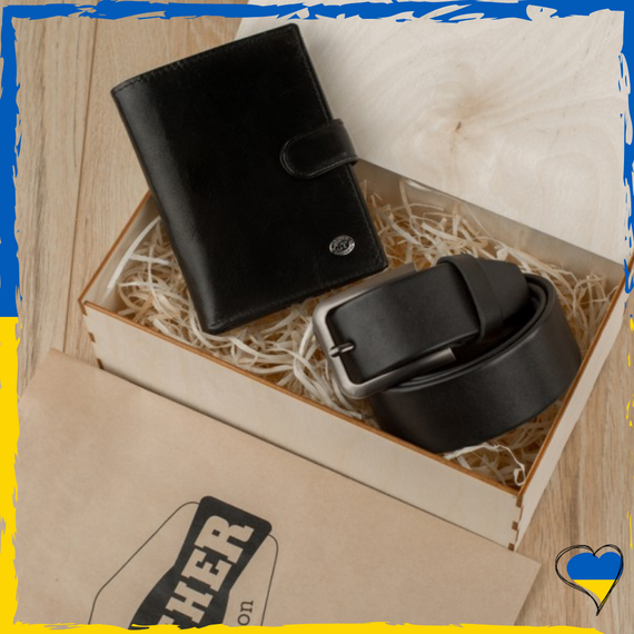 Набір подарунковий для чоловіка Leather Collection (портмоне і ремінь) натуральна шкіра