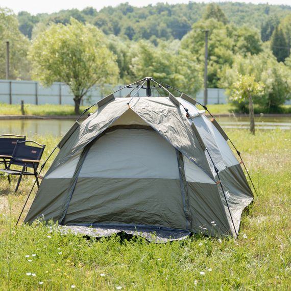 Палатка автоматическая трехместная 2*2 (м) кемпинговая LU-0016GR Хаки | Зображення 9