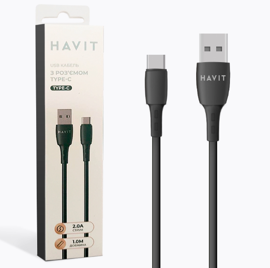 Кабель USB Type-C Havit HV-CB620C 2,0A 1м чорний
