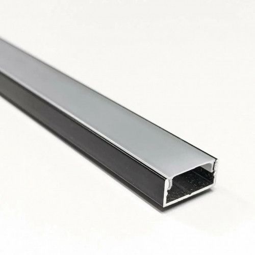 КОМПЛЕКТ!!! Профиль LED BIOM ЛП7 накладной алюминий черный + рассеиватель матовый плоский, (палка 2м)