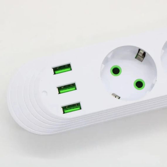 Мережевий фільтр-подовжувач 2м, 5 розеток, 3хUSB з швидкою зарядкою, Maxxter SPM5-G-6G (23457281401_324) | Зображення 7