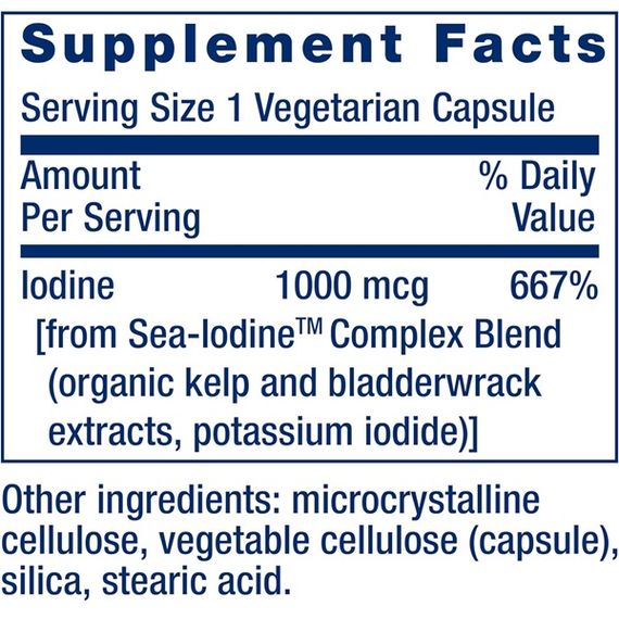 Мікроелемент Йод Life Extension Sea-Iodine 1000 mcg 60 Veg Caps | Зображення 1
