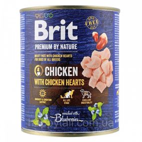 Влажный корм Brit Premium by Nature Dog Chicken & Heart для собак, курица и куриное сердце, 800 г (паштет)