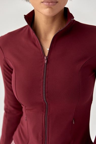 Спортивна еластична кофта на блискавці - бордо цвет, L (є розміри) | Зображення 3