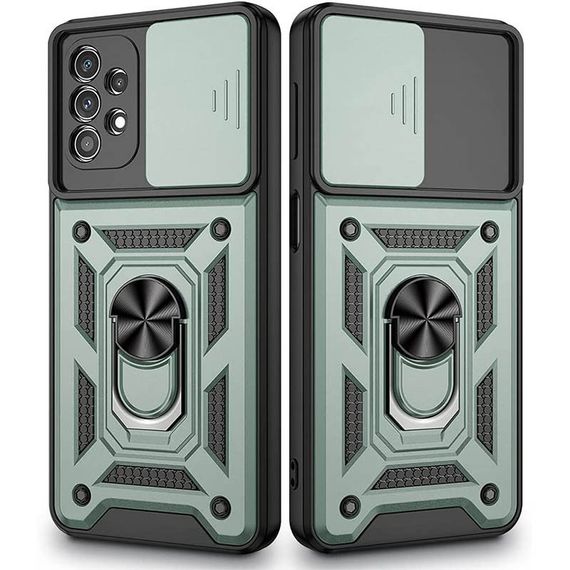 Ударостійкий чохол Camshield Serge Ring для Samsung Galaxy A23 4G TPU+PC, Шторка на камеру, Зелений