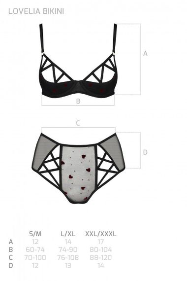 Эротический комплект с рисунком Passion LOVELIA BIKINI L/XL, black sexstyle | Зображення 6