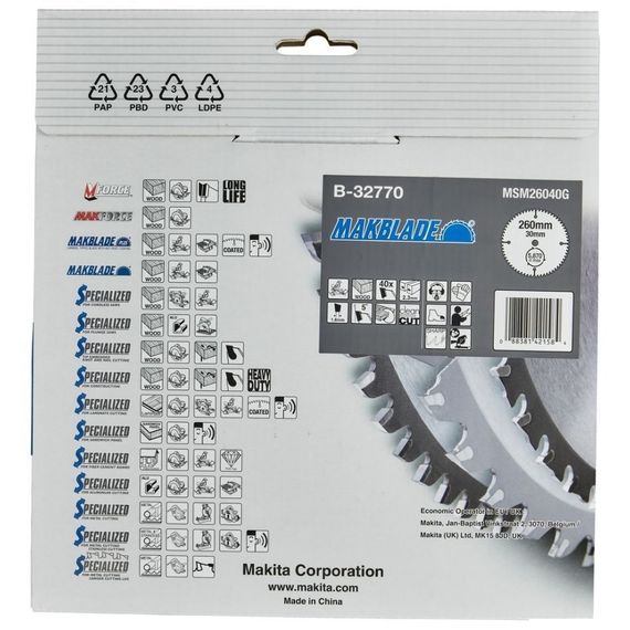 Диск пильный по дереву 260х30 мм 40T Makita MakBlade B-32770 | Зображення 4