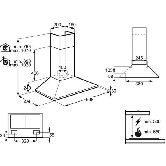 Витяжка кухонна Electrolux EFC226V | Зображення 1