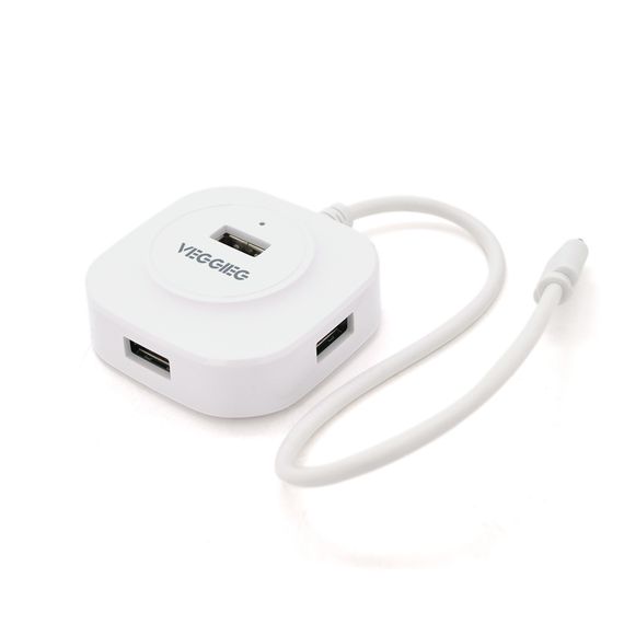 Хаб VEGGIEG V-C242 Type-C, 4 порти USB 2.0, 20 см,  White, Box