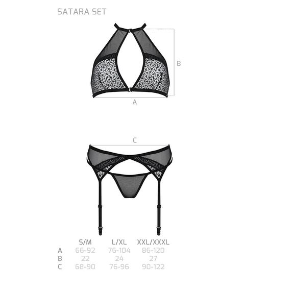 Комплект белья Passion SATARA SET S/M red, топ, пояс для чулок, стринги | Зображення 4