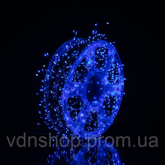 Новорічна гірлянда кімнатна роса Хвойна лапа 50 м  1500 LED зелений провід Синє сяйво D1500L50MGBL | Зображення 3