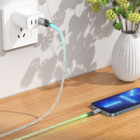 Дата кабель Hoco U112 Shine 2.4A USB to Lightning (1m) Gray | Зображення 7