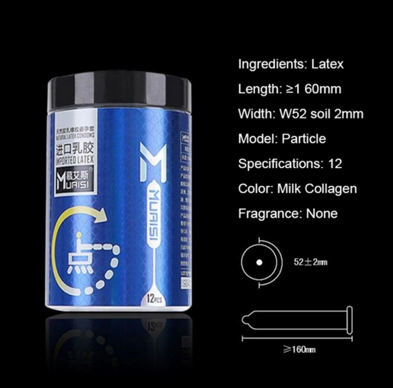 Презервативи Muaisi з підвищеною кількістю мастила з пухирцем 0.02 мм (паковання 12 шт.) sexstyle | Зображення 5