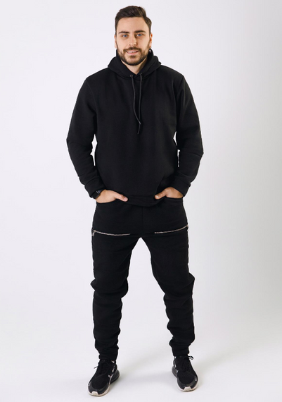 Мужской теплый спортивный костюм на флисе UN8855 цвет черный, размер 50 | Зображення 3
