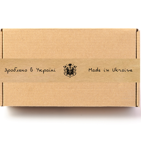 Скотч этикетка крафт "Зроблено в Україні / Made in Ukraine", 50х294 мм (100 шт/рулон), самоклеющаяся Viskom