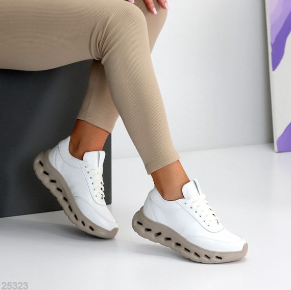 Молодежные дизайнерские белые кроссовки натуральная кожа | Зображення 1