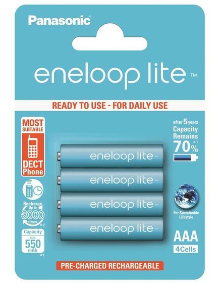 Аккумулятор Panasonic Eneloop Lite AAA 550 4BP mAH NI-MH (BK-4LCCE/4BE)