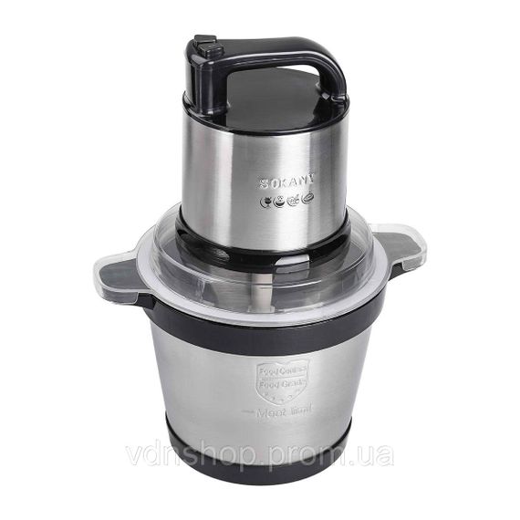 Чопер подрібнювач з чашею 3,5 літри м'ясорізка 4 леза нержавіюча сталь м'ясорубка Sokany SK-7028 | Зображення 1