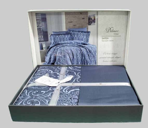 Постільна білизна First Choice Cotton Satin 200x220 Delmor Indigo Євро | Зображення 1