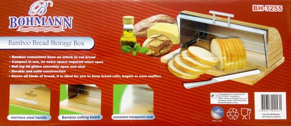 Хлебница деревянная Bohmann BH-7255 с пластиковой крышкой | Зображення 3