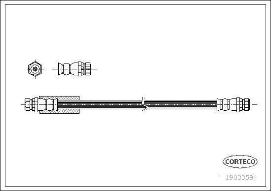 Гальмівний шланг Jetta/CC/Golf/Passat/Touran/Altea/Leon/Toledo/Superb/Octavia/A3 98-, CORTECO (19033594)