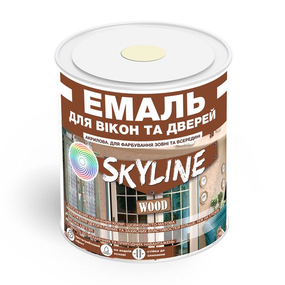 Емаль акрилова Для Вікон та Дверей SkyLine Wood Слонова кістка RAL 1015 0.75 л