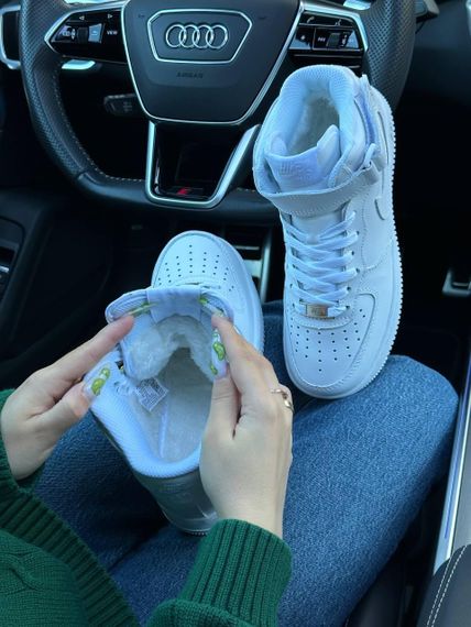 Кросівки зимові Air Force 1 High All White Fur , В'єтнам 36 | Зображення 1