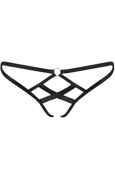 Відкриті трусики Passion Exclusive NICKY THONG Чорні S/M