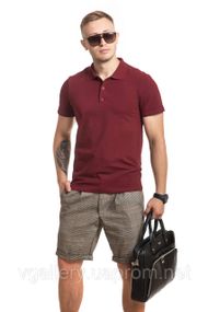 Футболка чоловіча ПОЛО — Бордова з коротким рукавом L