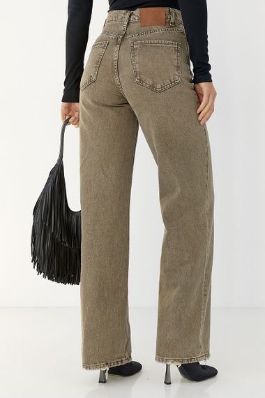 Прямі жіночі джинси з потертостями внизу - хакі цвет, 36р (є розміри) | Зображення 1