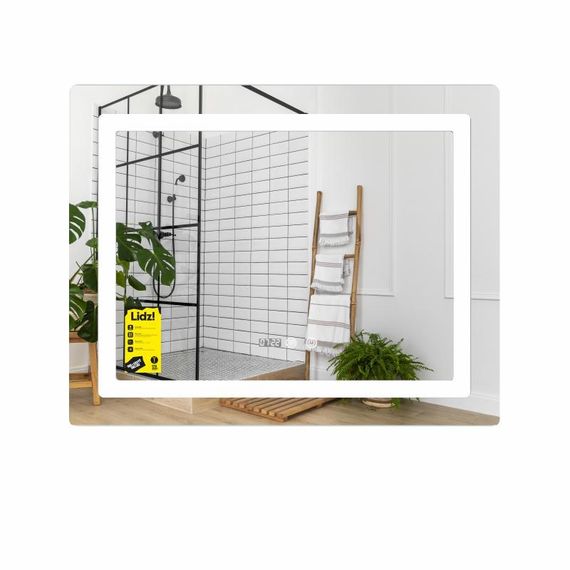 Дзеркало Lidz Kubis (KU2) 800х600 з годинником, з LED-підсвічуванням Touch, з антизапотіванням, з димером, рег. яскравості